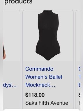 Commando Black Sleeveless Mockneck Bodysuit